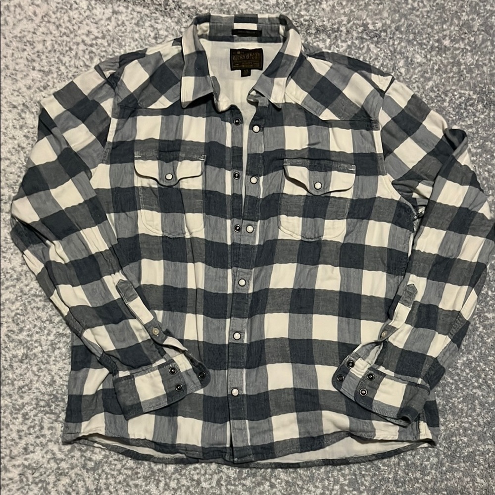 Lucky Brand Black and White Casual Button Down Shirt